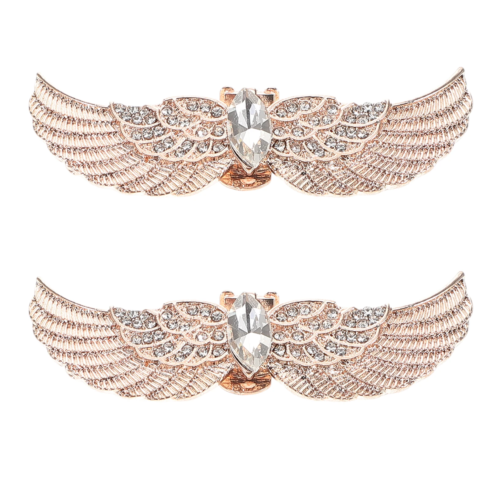 

2 pcs Crystal Shoe Accessories Removable Wing Buckle Clips Zinc Bridal Rhinestone Decorations Shoe Jewelry For Wedding Party