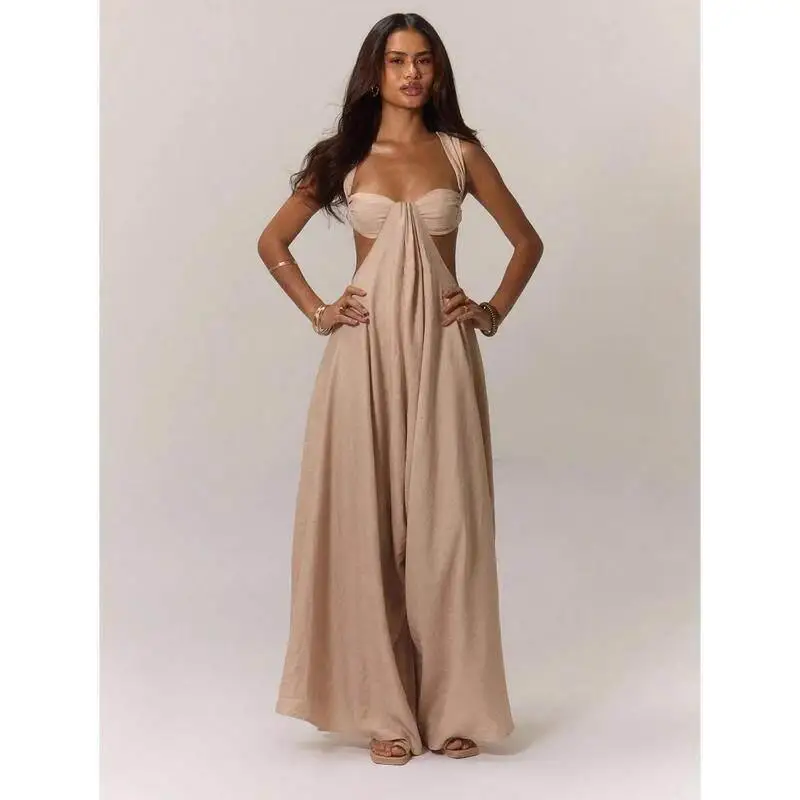 

Low Waist Jumpsuit with Strap Tie Design Cross-Border Five-Quarter Length One-Piece Suit Women's Fashion Spring Season