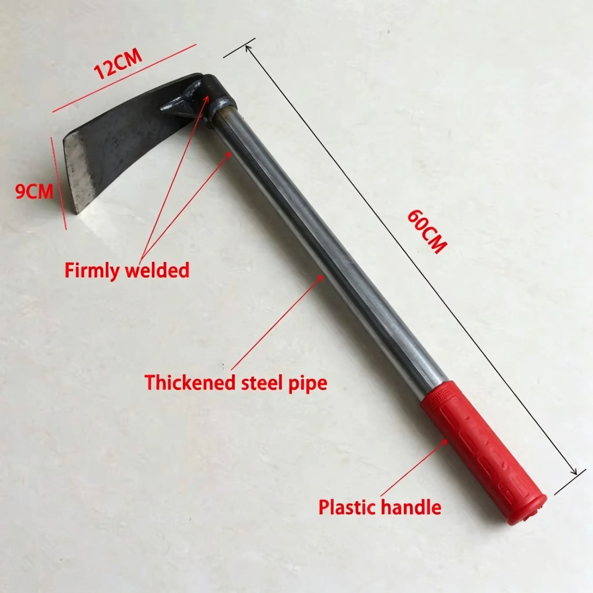 60cm Steel Pipe Handle Small Hoe: Gardening Hoe for Tilling and Weeding in Vegetable Gardens, Garden Maintenance Tool