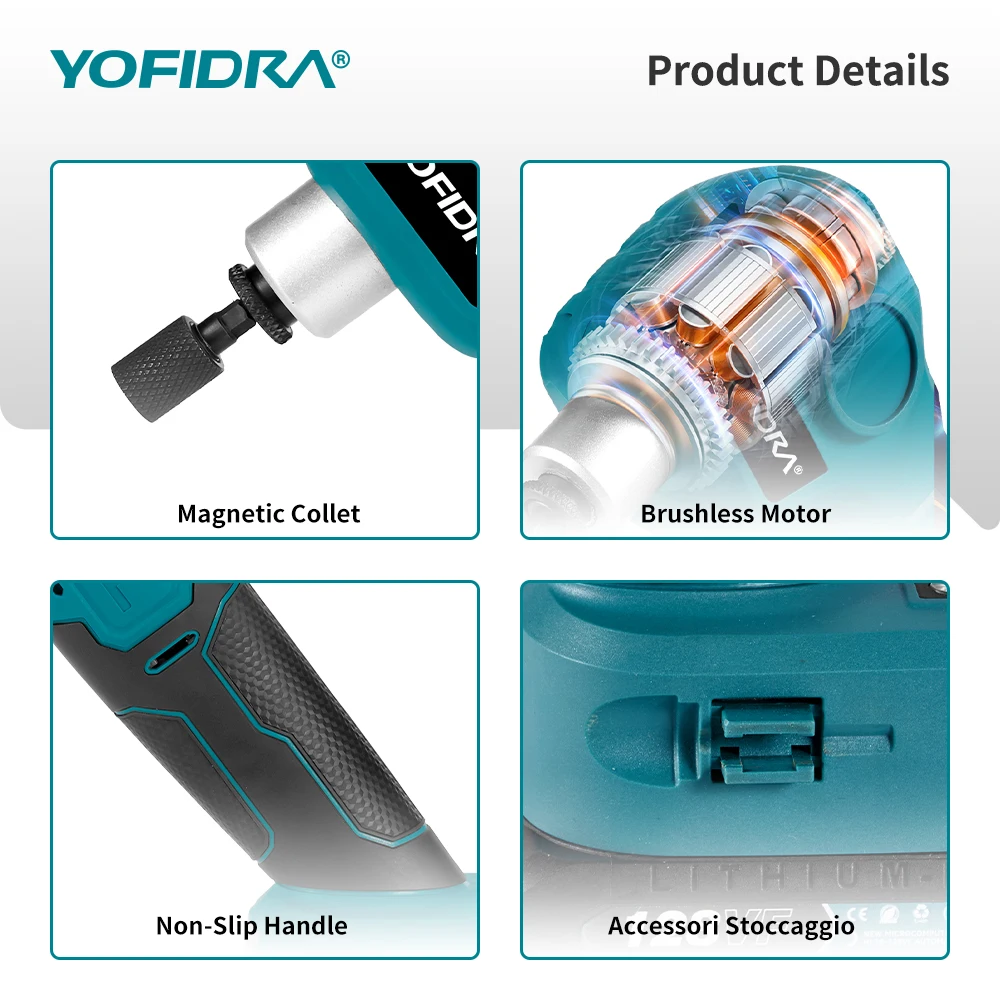 YOFIDRA 11MM Brushless Electric Screwdrivers 6000IPM Cordless Screwdriver Electric Drill Impact Driver for Makita 18V Battery