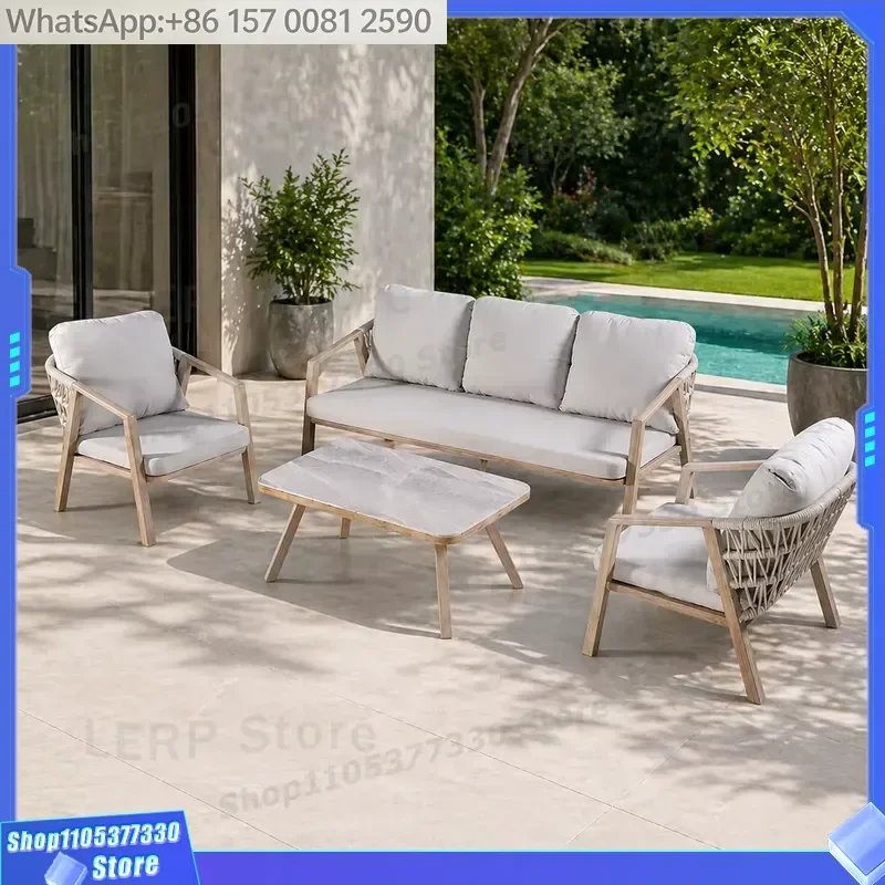 Modern Durable Comfortable Outdoor Balcony Rattan 4 5 7 Seater Modular Sectional Garden Sofa Set for Hotels Parks