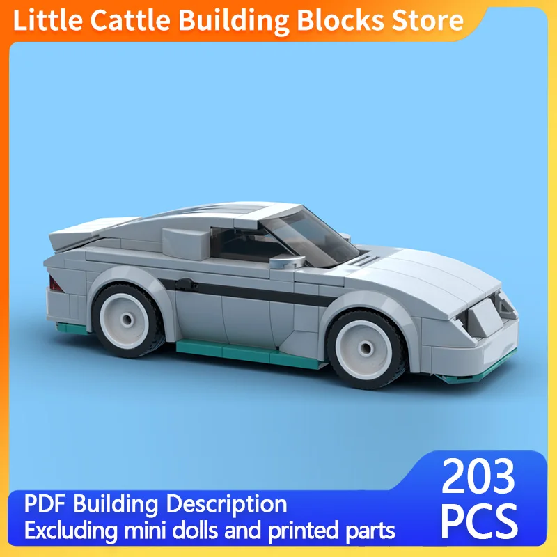 Speed Racing Car Model MOC Building Bricks Light Bluish Grey Car Modular Technology Gifts Holiday Assemble Children Toys Suit