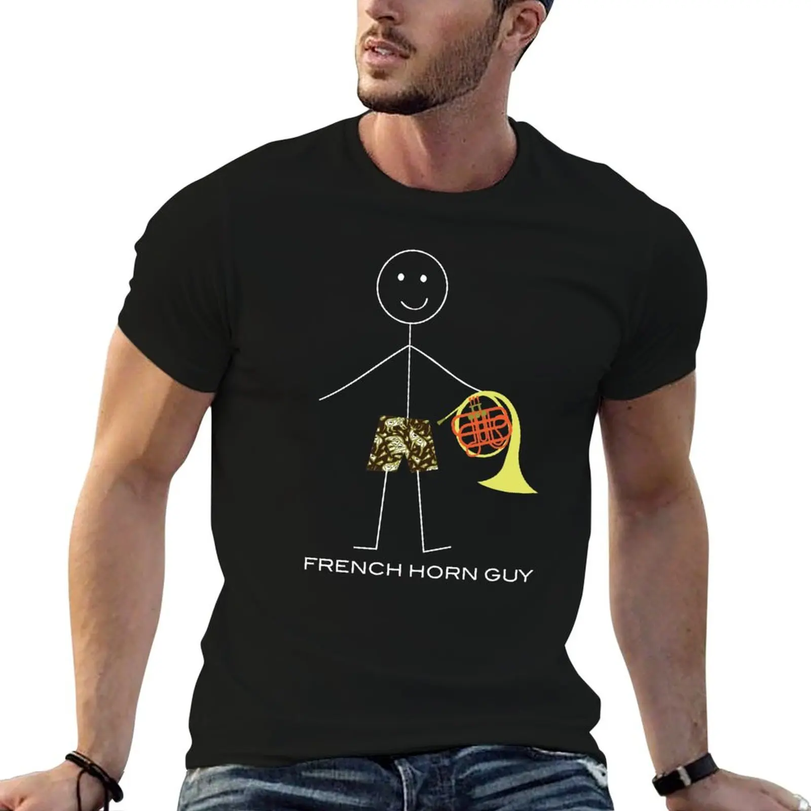 

Funny Mens French Horn Guy T-Shirt anime t shirts oversize funny t shirts cotton T-Shirt