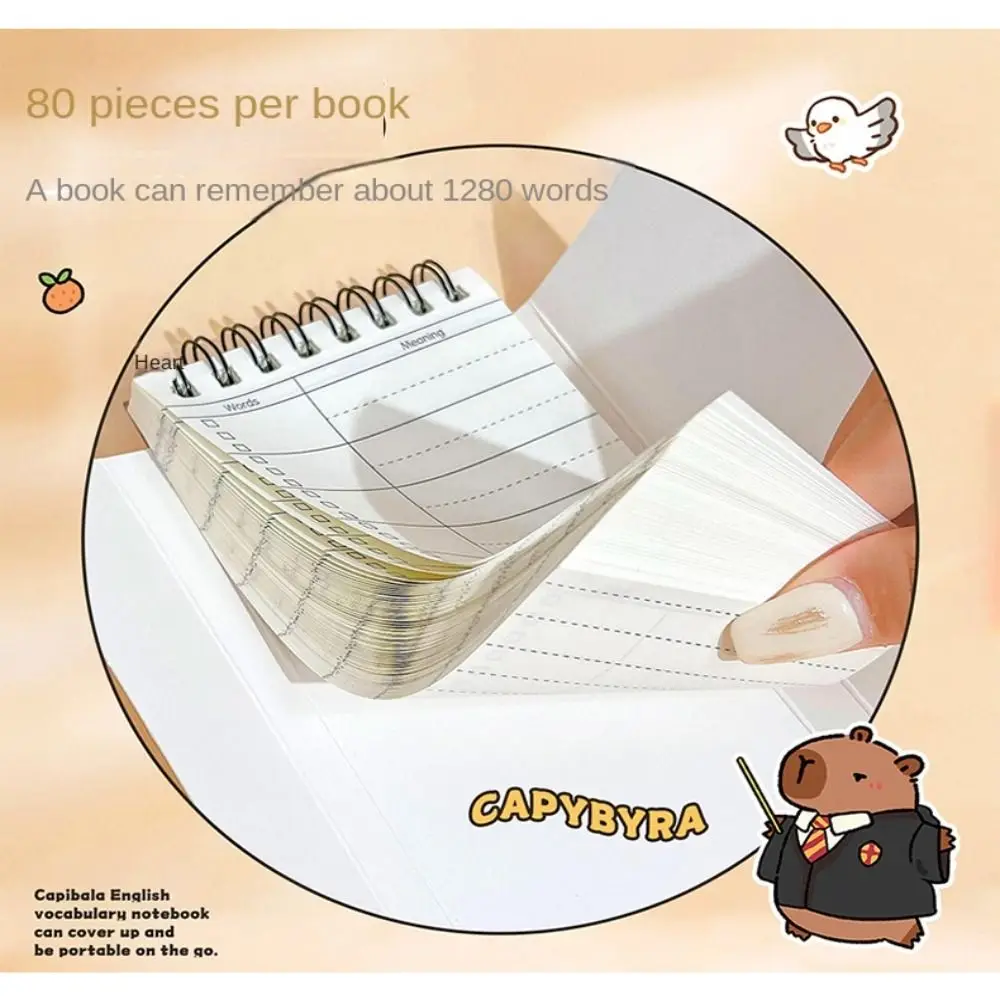 Portable Mini Capybara Planner Notebook Cartoon Spiral Student Stationery Kawaii School Supplies School