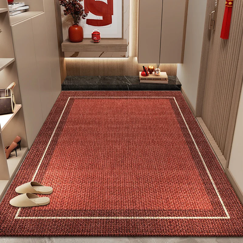 Red Plush Carpet Door Mat Non Slip Cuttable Welcome Doormat For Home Entryway Entrance Porch High End Festive Floor Mat