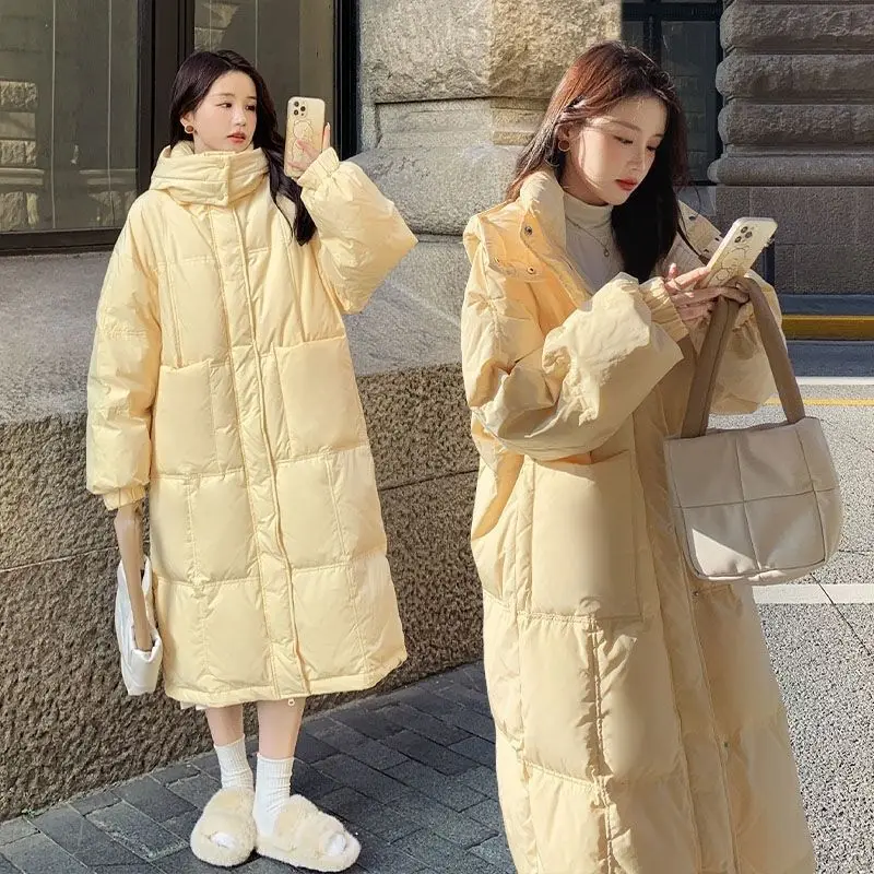 2024 nuova giacca invernale da donna allungata elegante parka imbottito da donna addensato tenere in caldo piumino d'anatra bianco T592