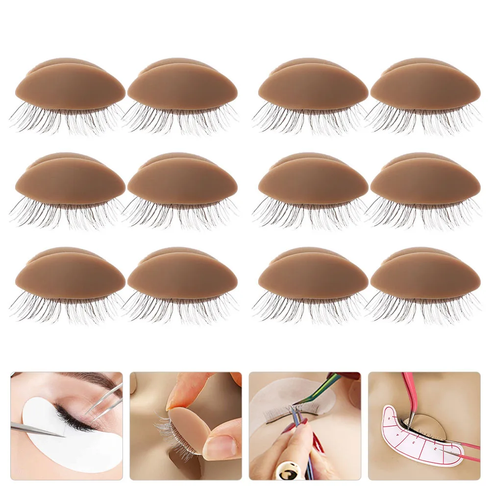 6ペアのリアルなシリコン製まぶた練習ツール、取り外し可能なまつげエクステ交換用メイクアップアクセサリー、交換用まぶた