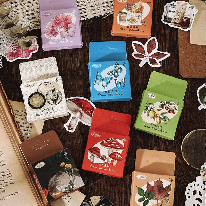 

32 box/lot Creative Mushroom Flower Washi Stickers Cute Scrapbooking DIY Diary Decorative Sealing Sticker Album Stick Label
