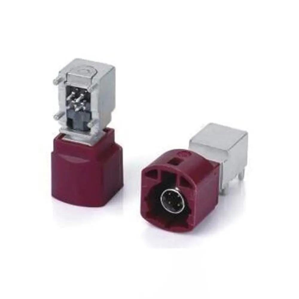 High-Search FAKRA HSD D-Type Male LVDS 4-Pin Right-Angle Purple Connector - Automotive Board Mount Socket