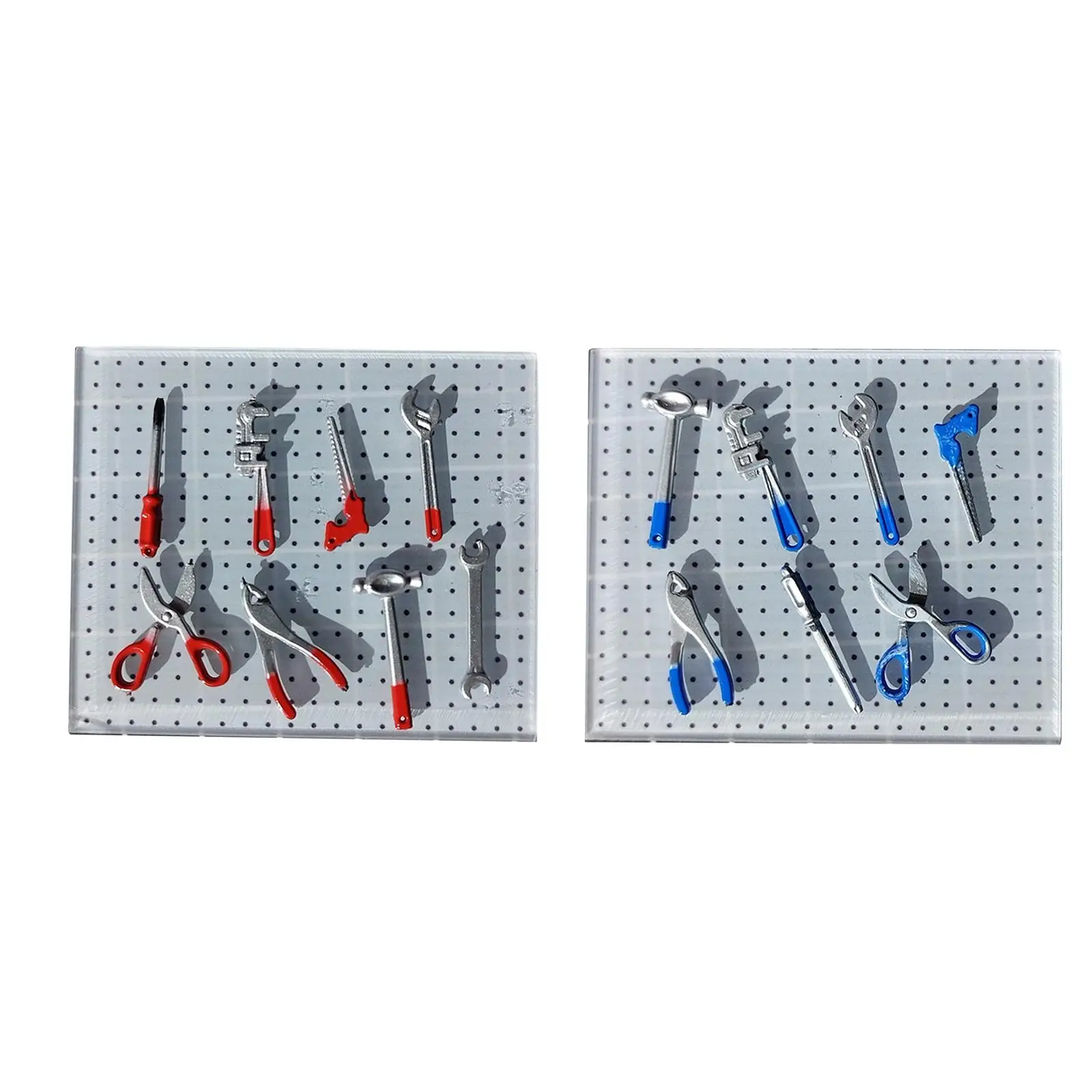 

8x 1/64 Car Garage Tools on Pegboard Wrench Screwdriver Saw Scissors Workshop DIY Mini Maintenance Tools Miniature