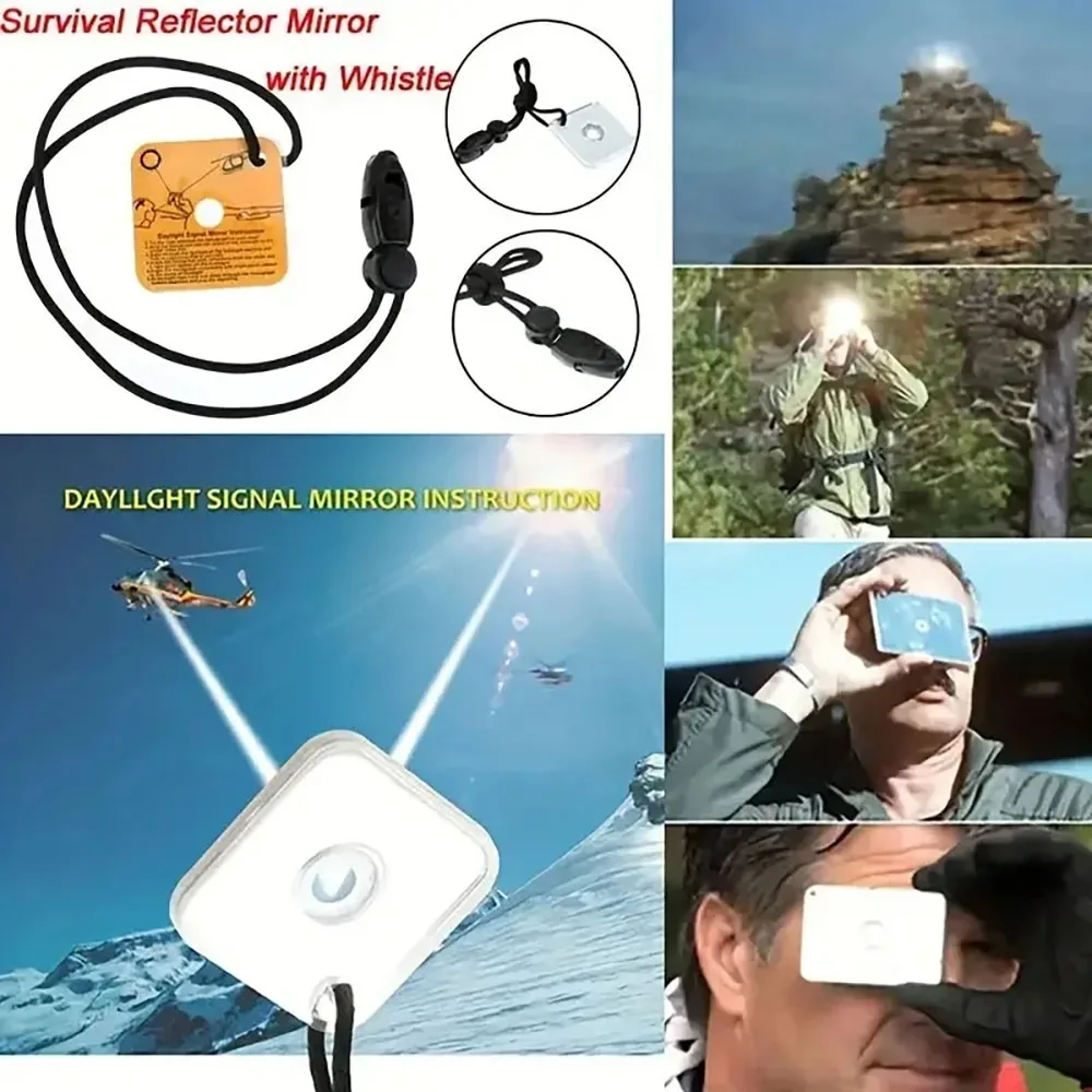 Survival Signal Mirror Sunlight Reflector for Hiking Camping Emergencies First Aid image 3