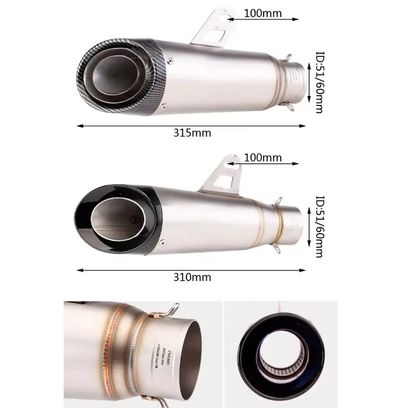 Universeller Motorrad-Auspuff-Schalldämpfer für Honda Yamaha YZF R6 R15 R1 R3 R25 MT07 MT09 Tmax155 GSX250 Pcx125 Z250 Z300 mit Logo – Detail 4
