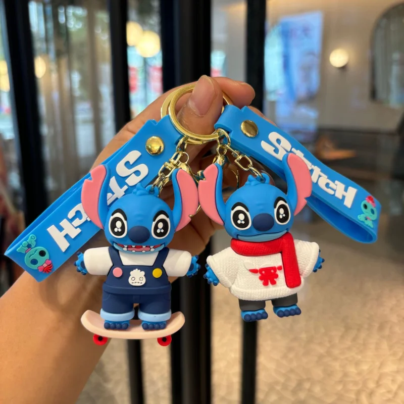 

Брелок Disney Stitch с героями мультфильмов, ПВХ, автомобильный рюкзак, брелок для пары, милый рюкзак для девочек и мальчиков, аксессуары, украшения, подарки дружбы