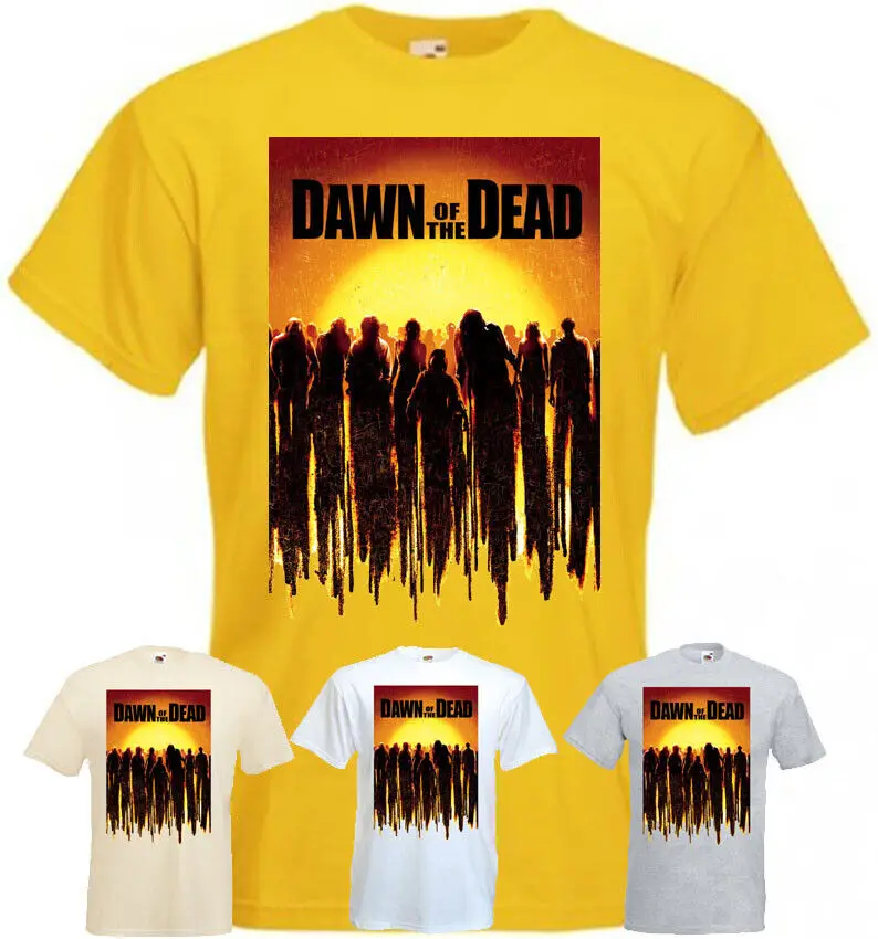 Dawn Of The Dead v17 T-shirt white yellow horror movie Romero all sizes S-5XL