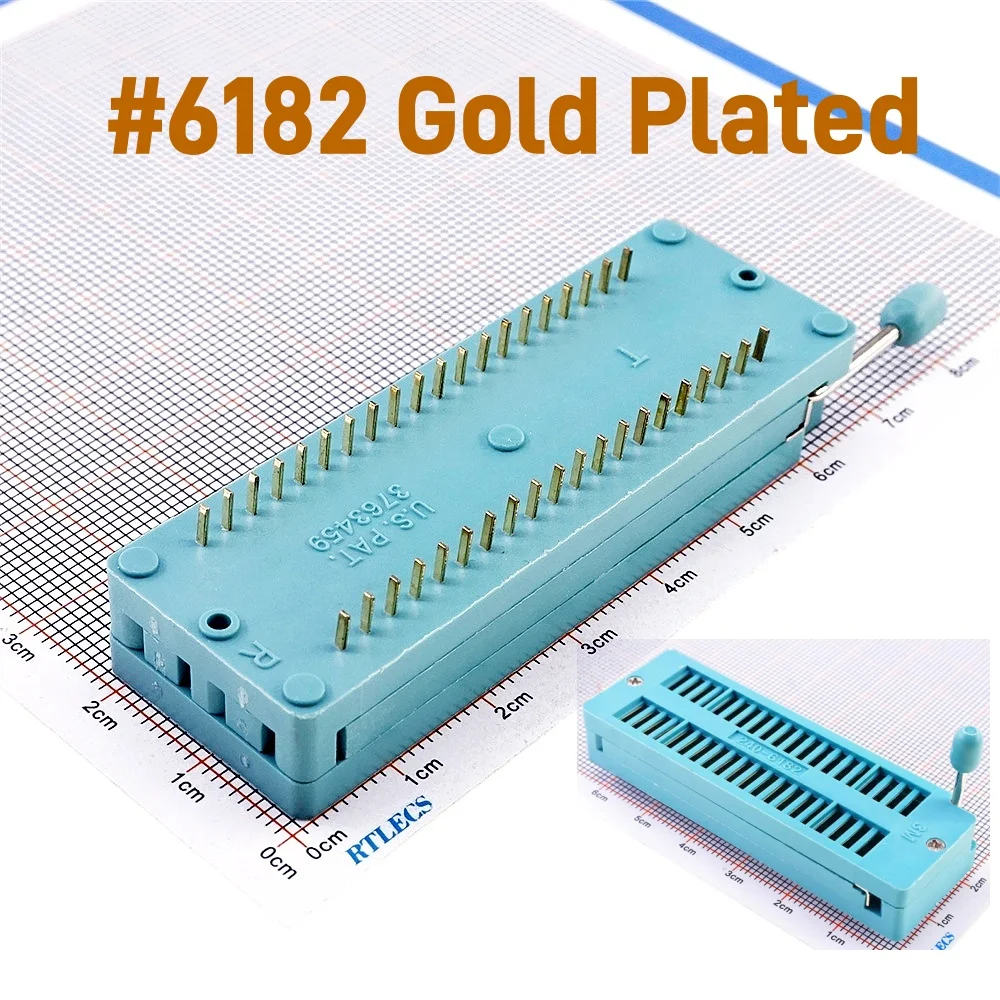 Test IC DIP ZIF ZIP Socket 14 16 18 20 24 28 32 40 48Pin Pitch 2.54 mm Press-Fit Dual Row Spacing 7.62 mm 0.3\