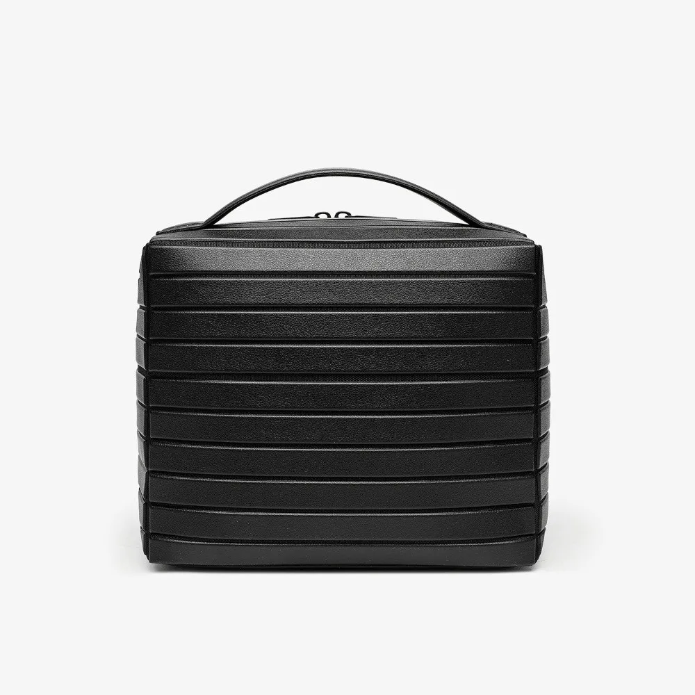 8.46x6.30x7.48in Makeup Bag Small Size Multiple Compartments Toiletry Organizer Fold-Down Design PU Leather Cosmetic Case