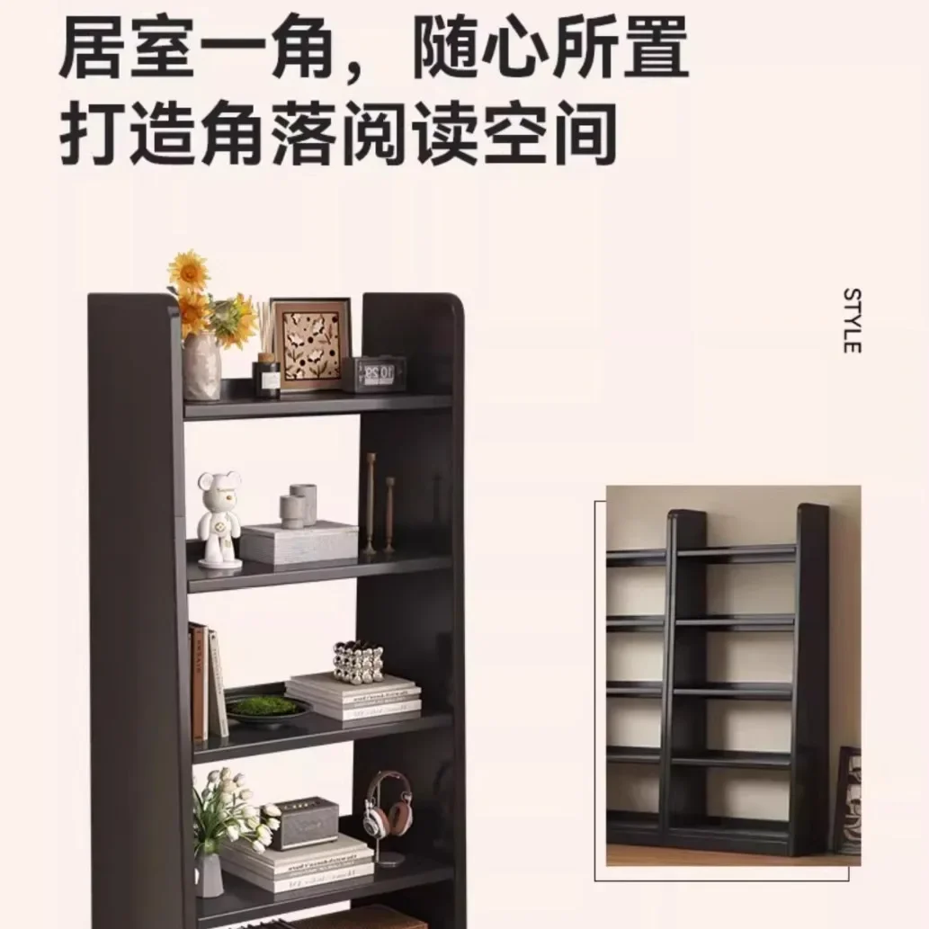 Black trapezoidal bookshelf living room display cabinet household bedroom multi-layer floor