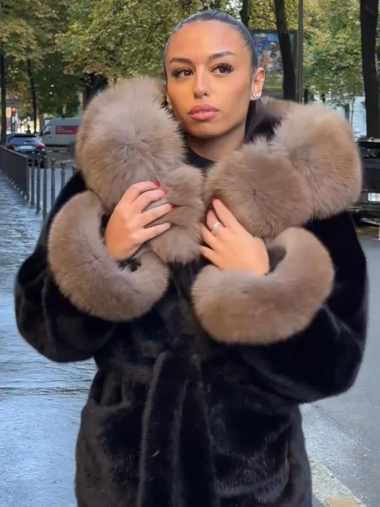 Abrigo elegante de lana a rayas para mujer, moda de manga larga con cuello levantado, prendas de vestir femeninas de un solo pecho, chaqueta de Otoño Invierno 2025 para mujer