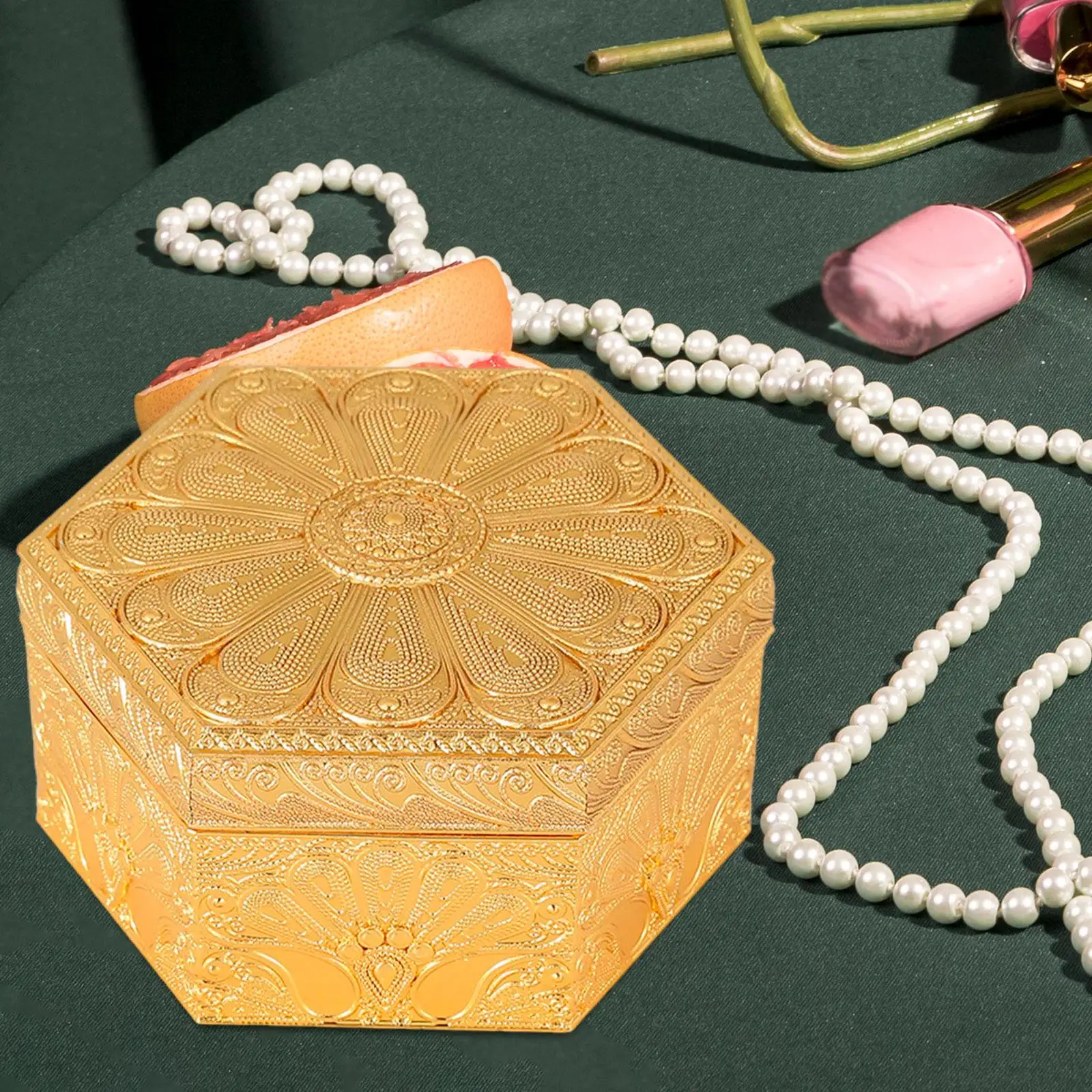 

Embossed Jewelry Box Collectible Home Decor for Centerpiece Party Necklace