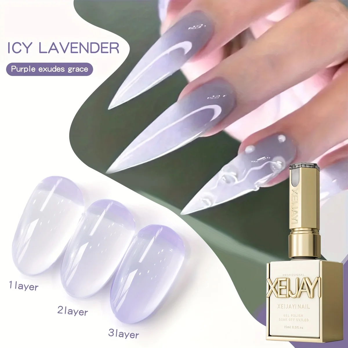 

1pc XEIJAYI 15ml Layered Icy Sheer Gel Polish - Long Lasting Soak Off UV/LED Gel for Graceful Nail Art