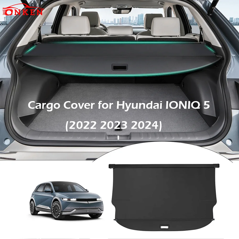 Cargo Cover Trunk Cover For Hyundai IONIQ 5 2022-2024 Accessories Trunk Security Cover Retractable Shielding Shade Black No Gap