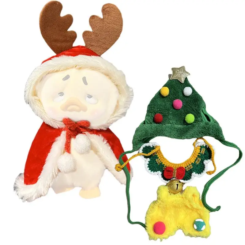 10CM Cotton Doll Christmas Cloak Cute Cartoon Plush Toys Accessories Soft Stuffed Doll Head Cover Plush Shawl Dressing Game