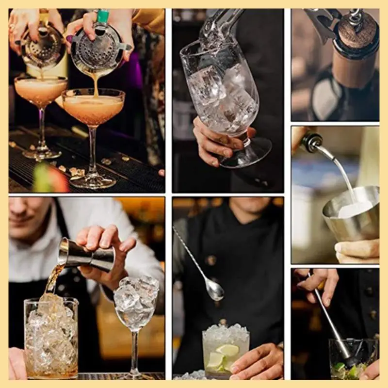 

14-Piece Cocktail Shaker Stainless Steel Bar Tools Shaker Bartender Kit For DIY Bartending Home Made Cocktails Accessories