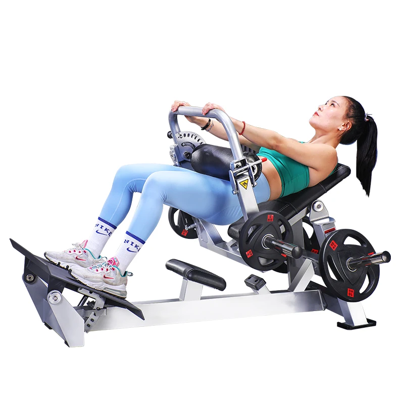 Máquina de Hip Thrust de Acero con Carga de Discos, Ajustable, para Uso Comercial en Gimnasios, para Fisicoculturismo, Ailimei HX-HM-626, con Pila de Pesas de 100 kg