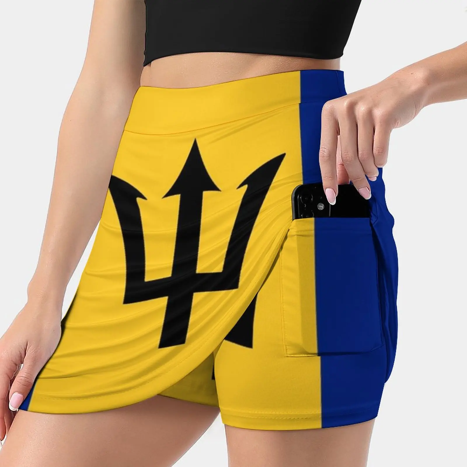 Barbados Flag Korean Fashion Skirt Summer Skirts For Women Light Proof Trouser Skirt Barbados Flag Caribean Carribeen National