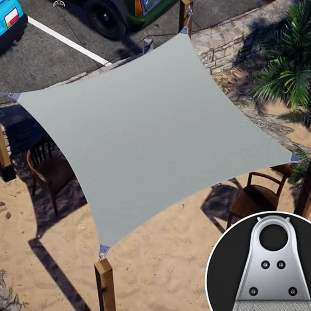 

Commercial Grade Grey Rectangle Sun Shade Sail 12' x 16' UPF50 Canopy UV Blocking 260 GSM Fabric Heavy Duty Reinforced Corners &