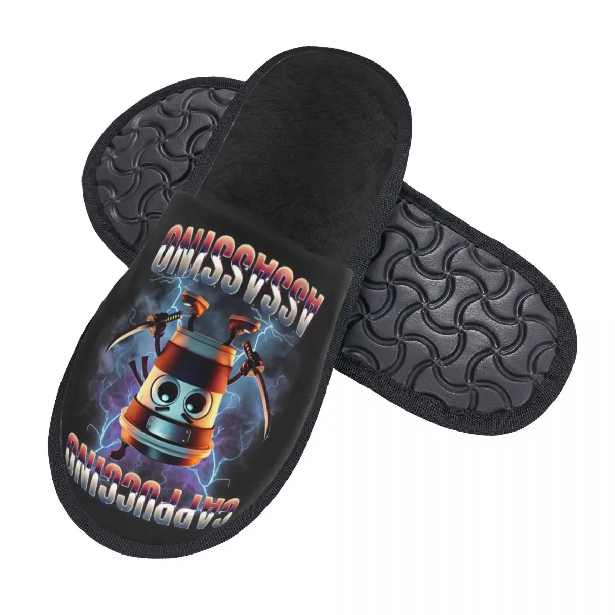 Custom Italian Brainrot Cozy Scuff Memory Foam Slippers Women Animals Cartoon Bedroom House Shoes