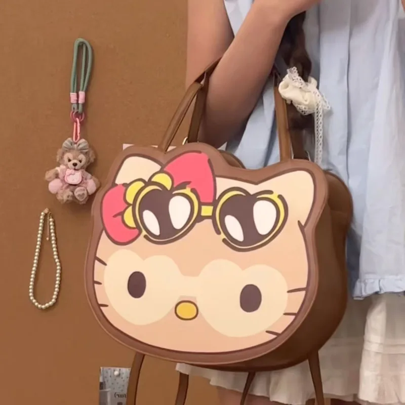 

Miniso PU Hello Kitty милые сумки для девочек большая вместительная сумка на плечо Y2k аниме Kitty Cat японский рюкзак Harajuku сумка через плечо