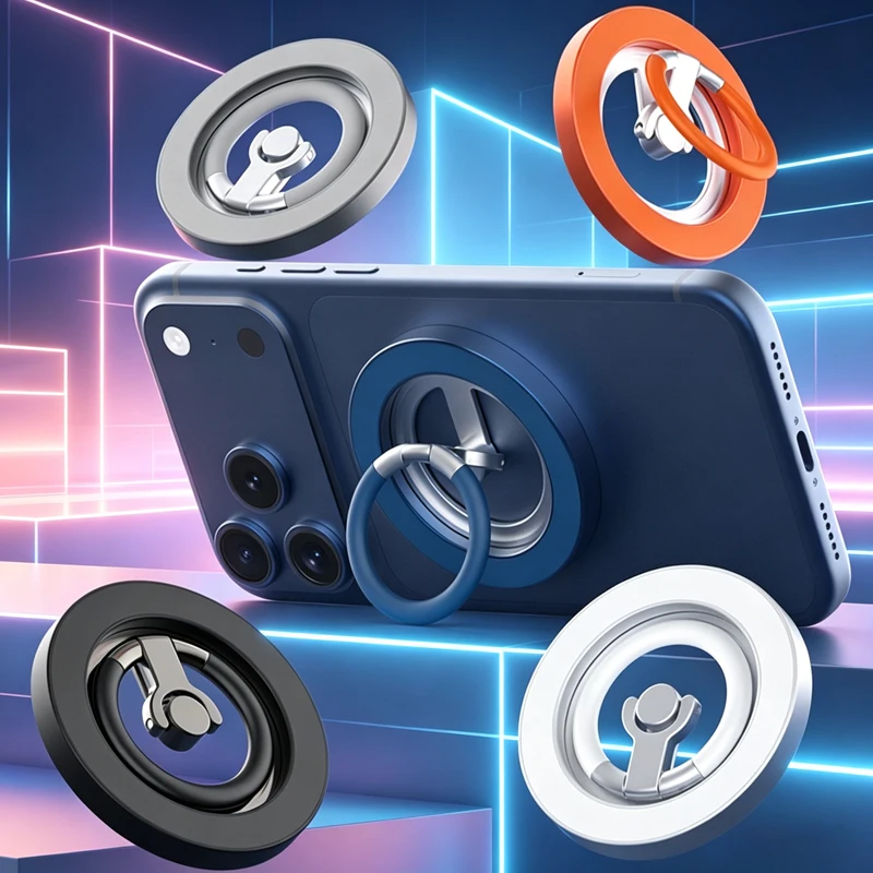 Dualer Magnetischer Handyhalter für MagSafe mit Faltbarem Fingerring und Starkem Magnetständer für iPhone 14 15 16 17 Pro Max Samsung Xiaomi