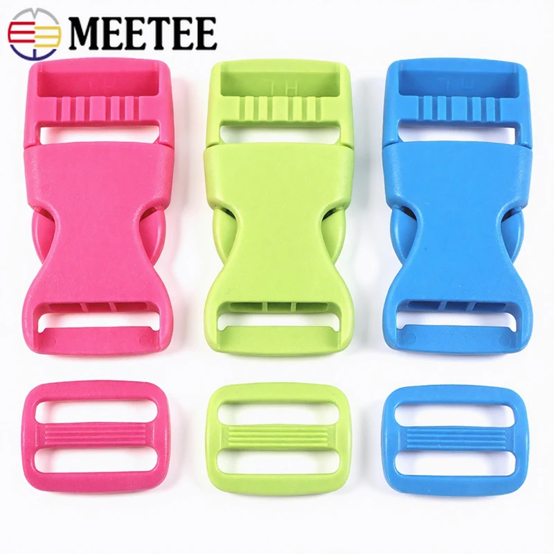

10/20Sets 15-25mm Quick Release Plastic Buckle Tri Glide Clasp Bag Strap Webbing Belt Backpack Pet Collar Adjust Loops Supplies