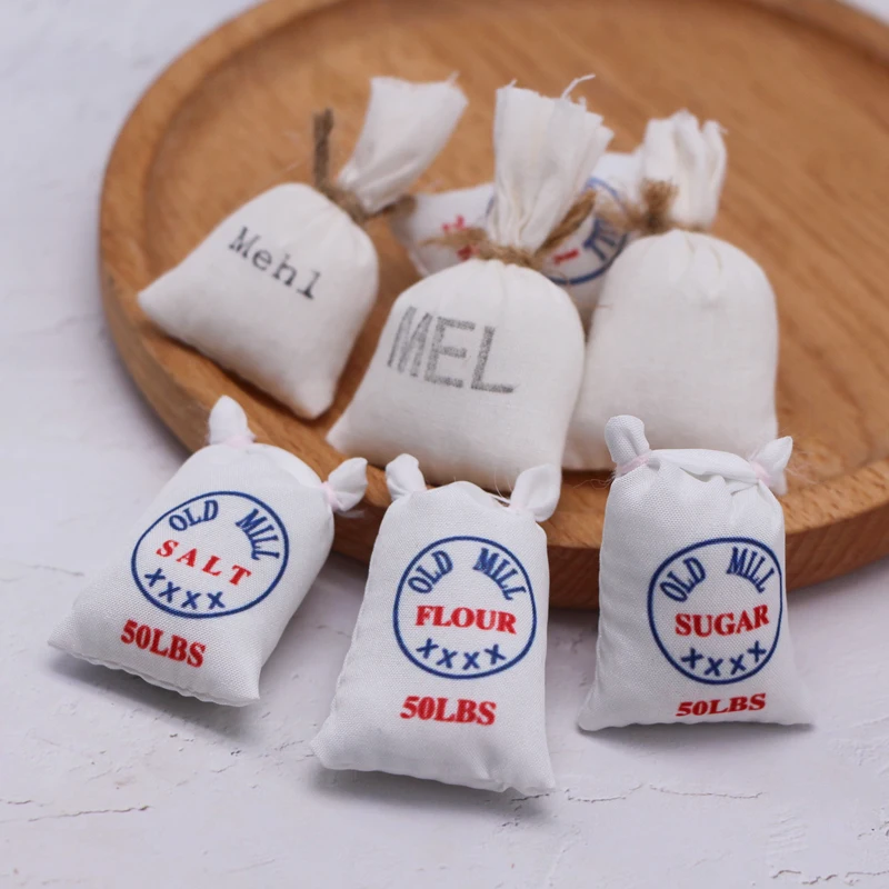 6pcs/12pcs Dollhouse Sugar Salt Flour Kitchen Supplies Scene Decoration