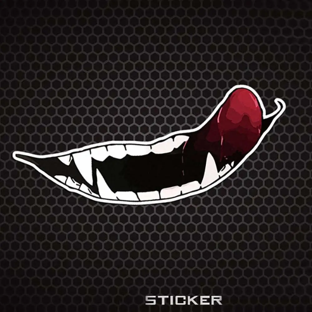 Evil Tooth Motorcycle Helmet Sticker Dark Personality Tooth Decoration Sticker Waterproof Car Sticker Marks Headlight Decal