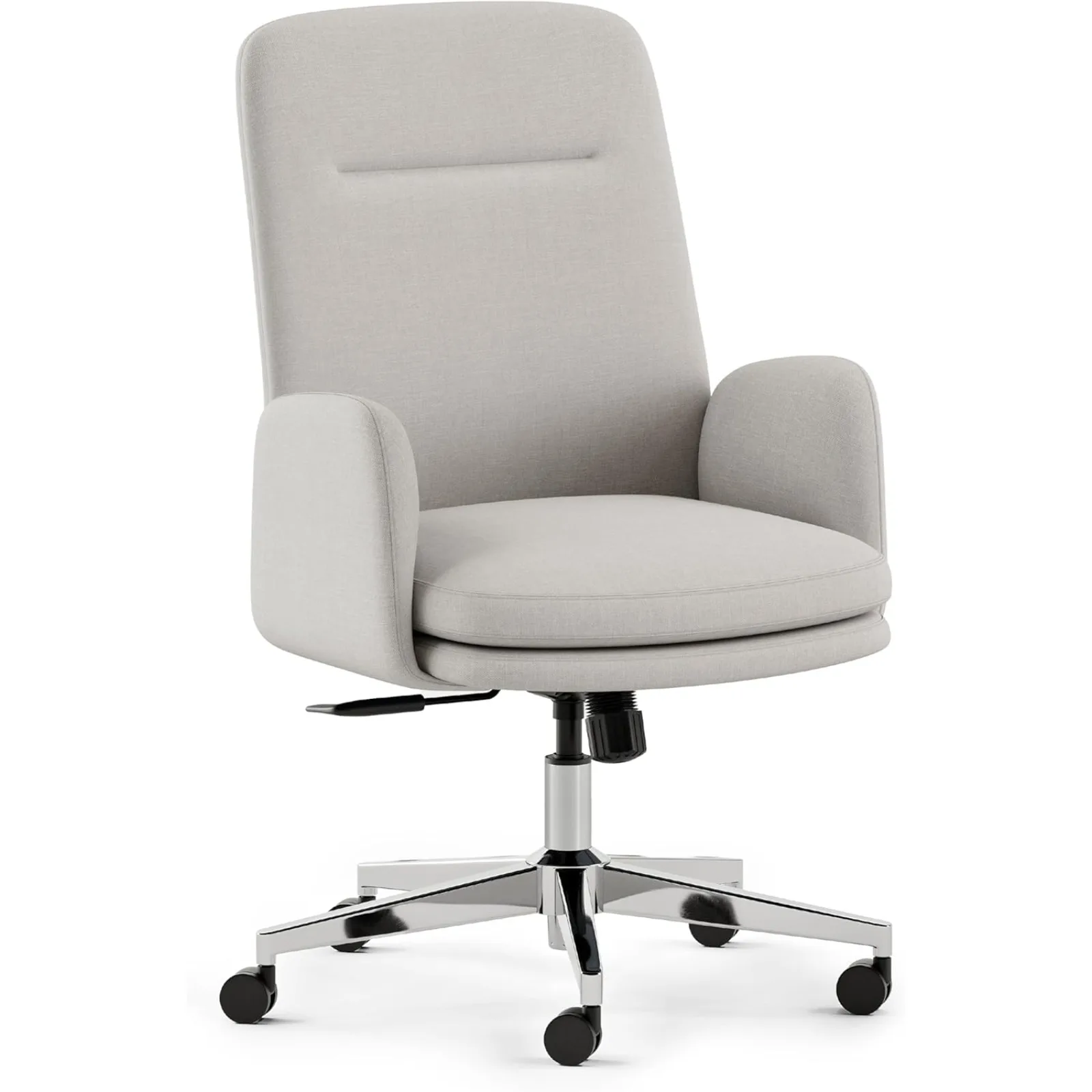 US  Softside Mid Century Modern Office Chair, Fabric - Removable Arms & High Back Design with Luxury Cloud-Like