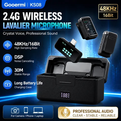 Gooermi KS08 2.4G Wireless Lavalier Microphone 48KHz/16Bit Crystal…