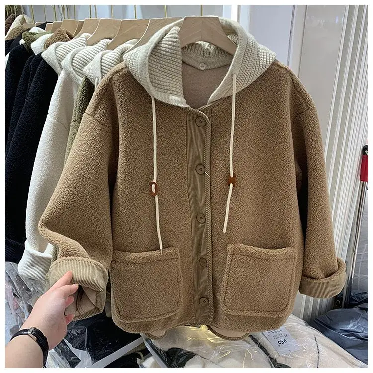 2024 Autumn/Winter New Women's Lamb Wool Coat Loose Commuter Casual Leather and Fur Integrated Coat