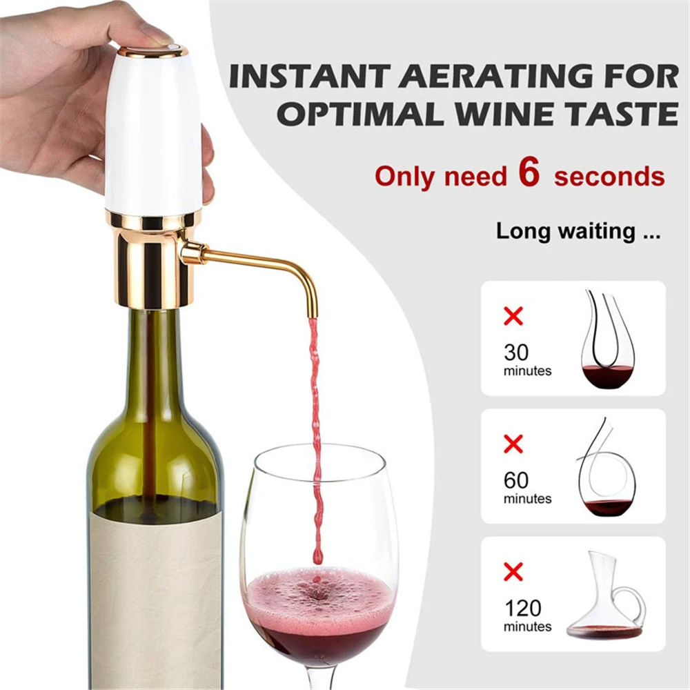 Dispenser elettrico per Decanter per vino con Base Decanter per vino automatico a ricarica rapida aeratore dorato versatore per Bar Party Kitchen