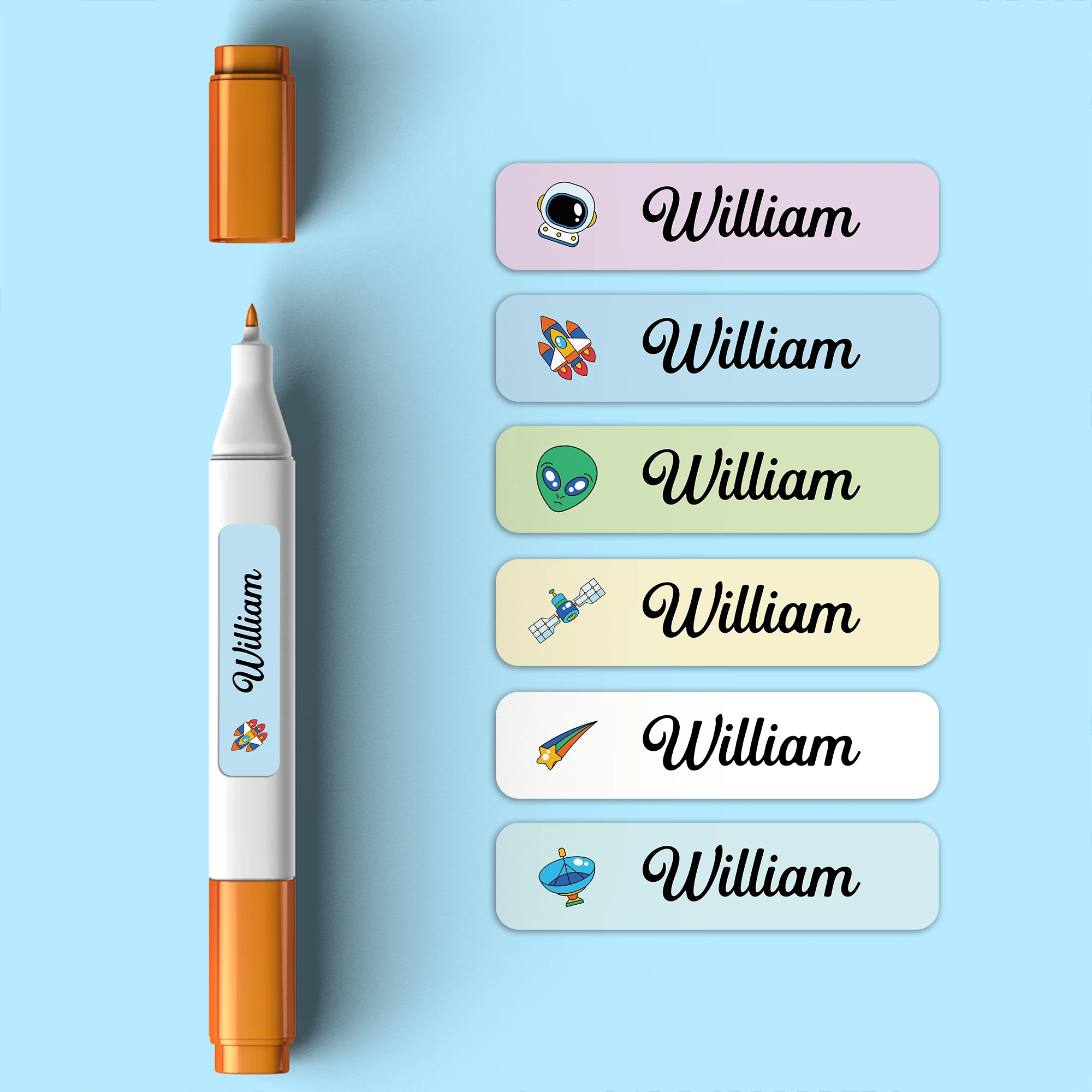 Personalized Name Tags Stickers Custom Space Waterproof Labels Kids Daycare For Wattle Bottles Backpacks School Supplies-Truck