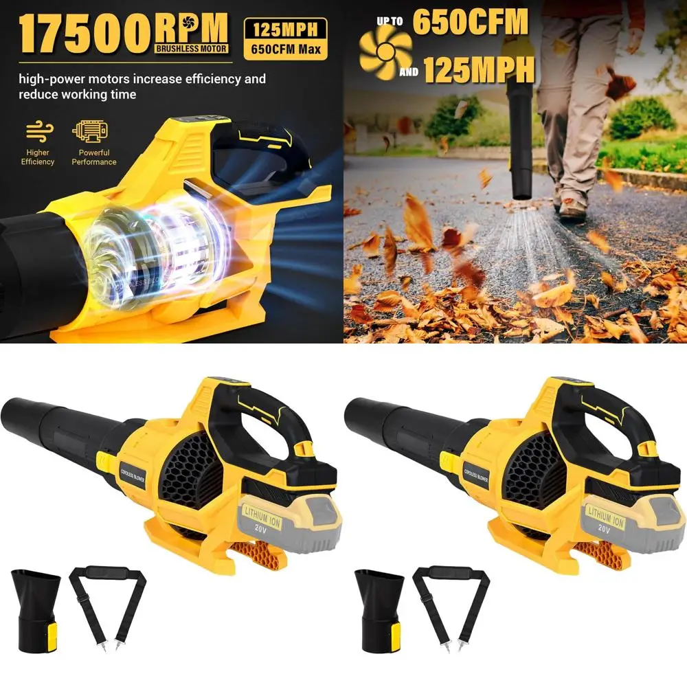 

20V Cordless Leaf Blower, 650 CFM/125 MPH Turbo Boost, 17500RPM Brushless Motor for Lawn and Garden Maintenance (Tool Only)