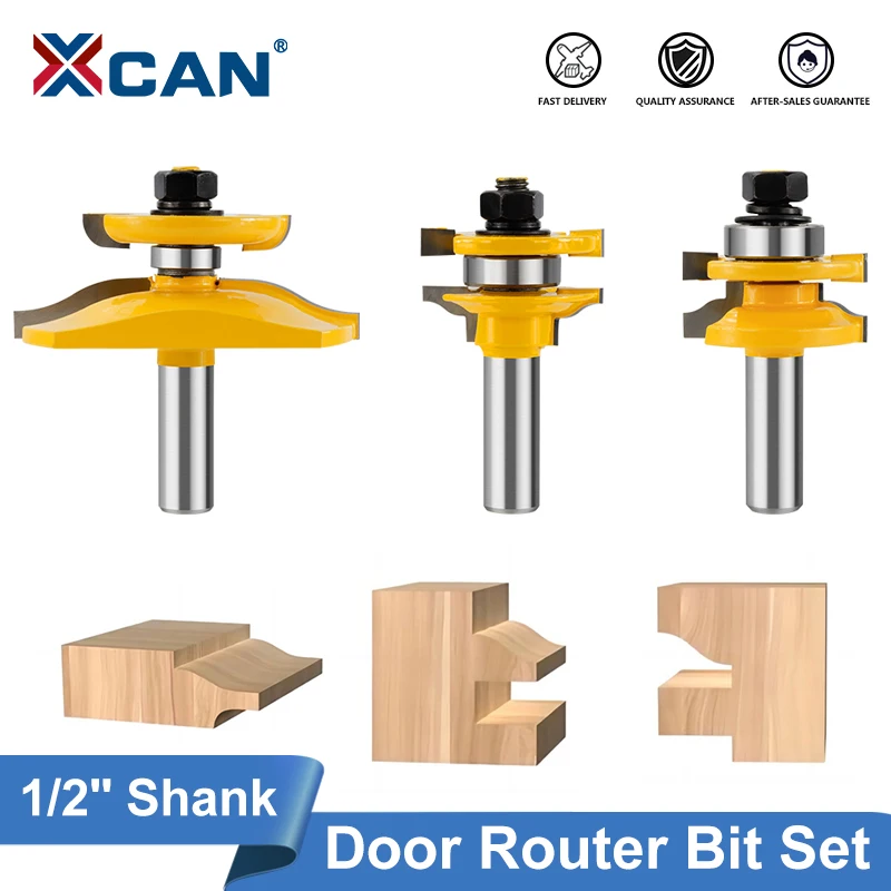 

XCAN Tenon Cutter 1/2" Shank Woodworking Milling Cutter Raised Panel Cabinet Door Router Bit Set For Woodworking Tools 3pcs