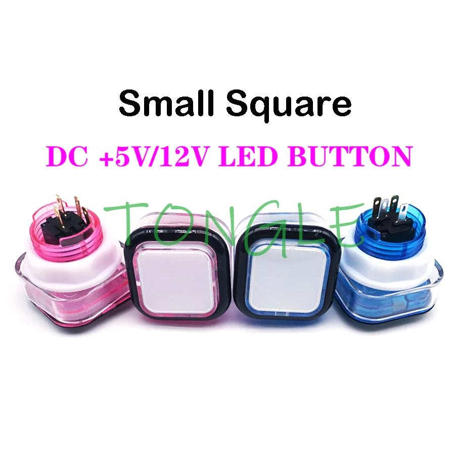 1PCs Square LED Illuminated Push Button with Micro Switch, Arcade Machine Game, Video Consoles, 50x50 cm, 35x35 cm, 12V
