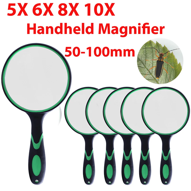 5X 6X 8X 10X Handheld Magnifier HD Magnifying Glass Portable Magnifier for Jewelry Seniors Children Reading Books Newspaper Tool