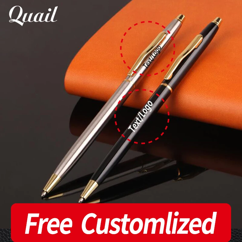 Mini Metal Rotating Ball Point Pen Business Office School Office Stationery Ballpoint Pen New Gold Pens Free Custom Company LOGO