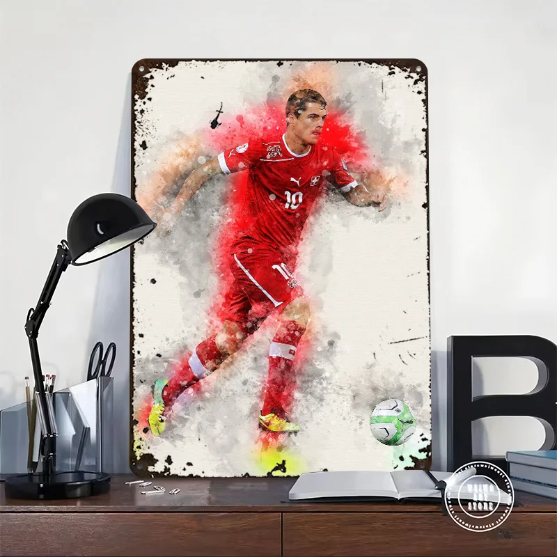 Granit Xhaka Personalized 3D Textured Metal Poster Wall Art Vintage Tin Signs for Interior Decoration Living Room Accessories