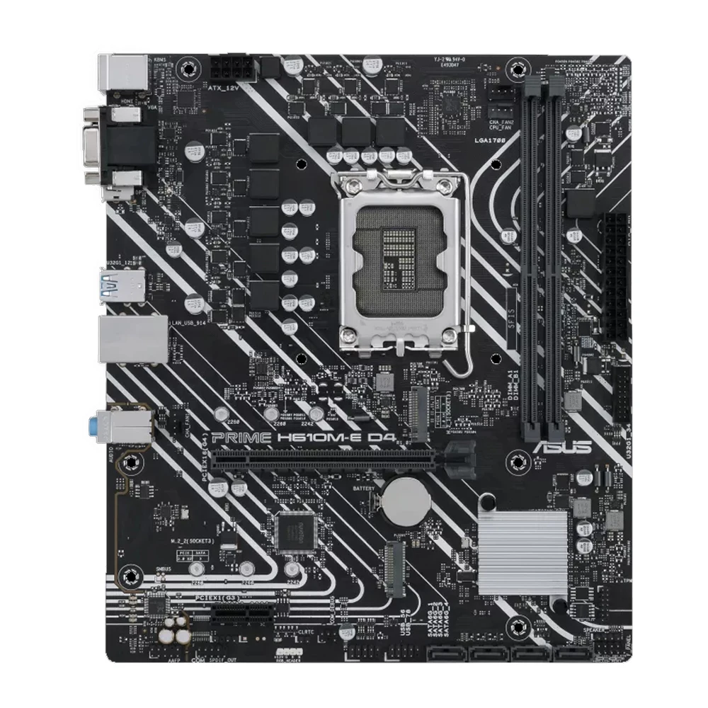 اللوحة الأم ASUS PRIME H610M-E D4 LGA1700 DDR4 PCIe 4.0، فتحات M.2 مزدوجة، بطاقة شبكة Realtek 1G اللوحة الأم M-ATX