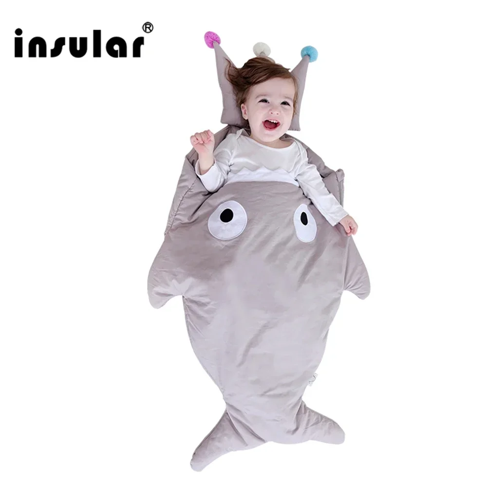 INSULAR Baby Warm Sleeping Bags Shark Type Infant Carton Sleepsack Kids Thickened Blanket Children Anti-kick Swaddle Winter 0-1Y