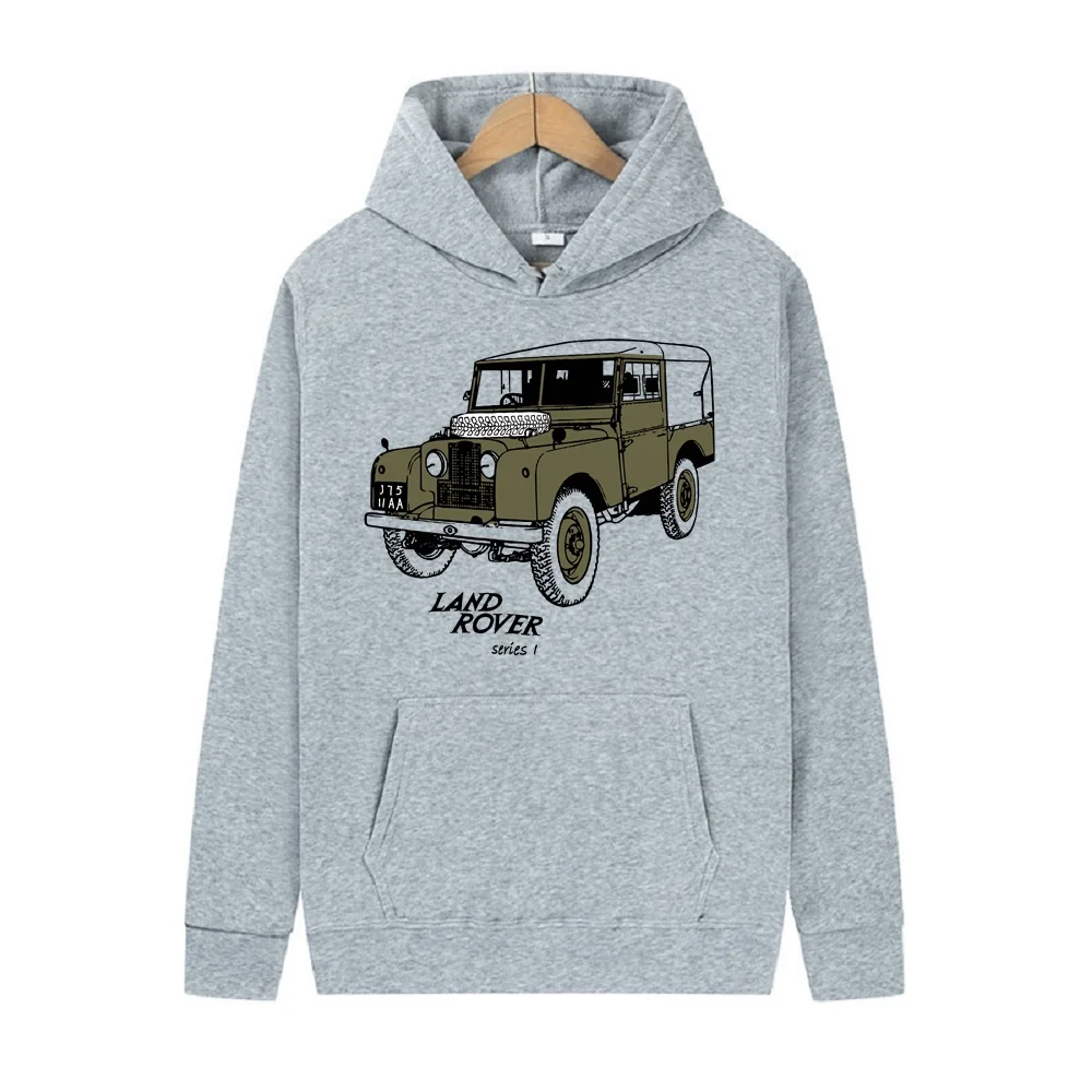Men\'s Hoodie Wool Sweatshirt Land Cars Rover 90 Series Army Car Men Pullover Thickened Hoodie Class Sweater Sports Couple Hoodie